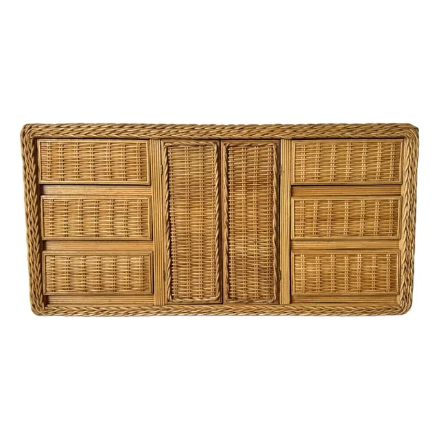 Vintage Boho Chic Coastal Rattan Dresser