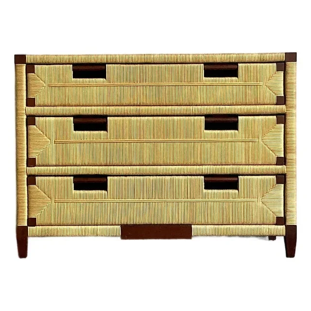Vintage Boho John Hutton for Donghia Mahogany and Rattan Commode