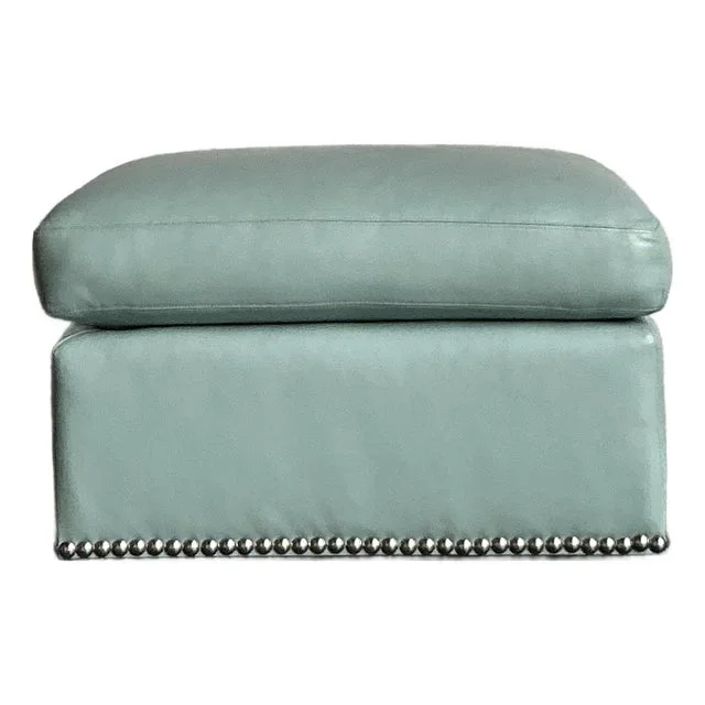 Vintage Boho Nailhead Leather Ottoman