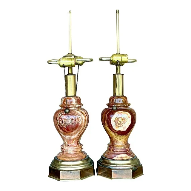 Vintage Boho Onyx Lamps – a Pair
