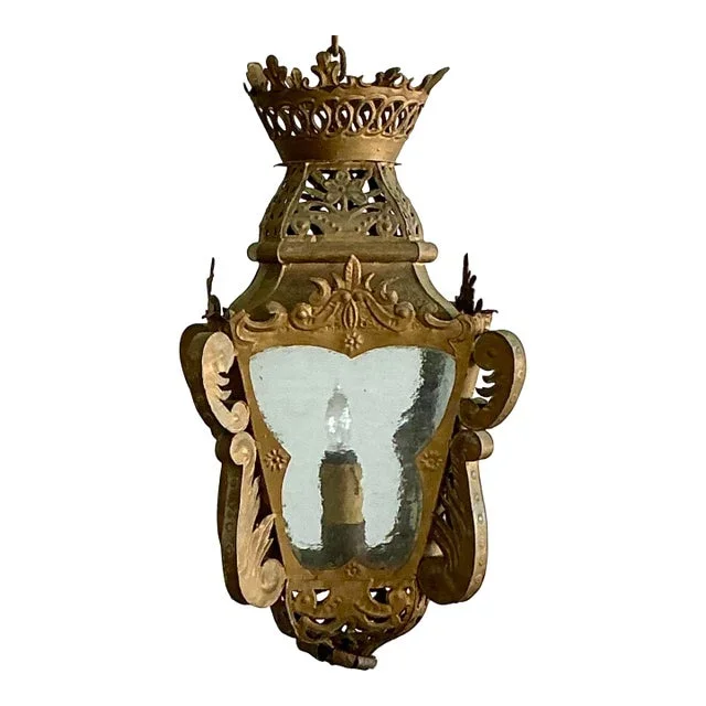 Vintage Boho Pierced Metal Lantern