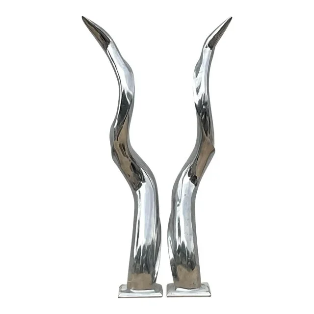 Vintage Boho Polished Chrome Antlers – A Pair