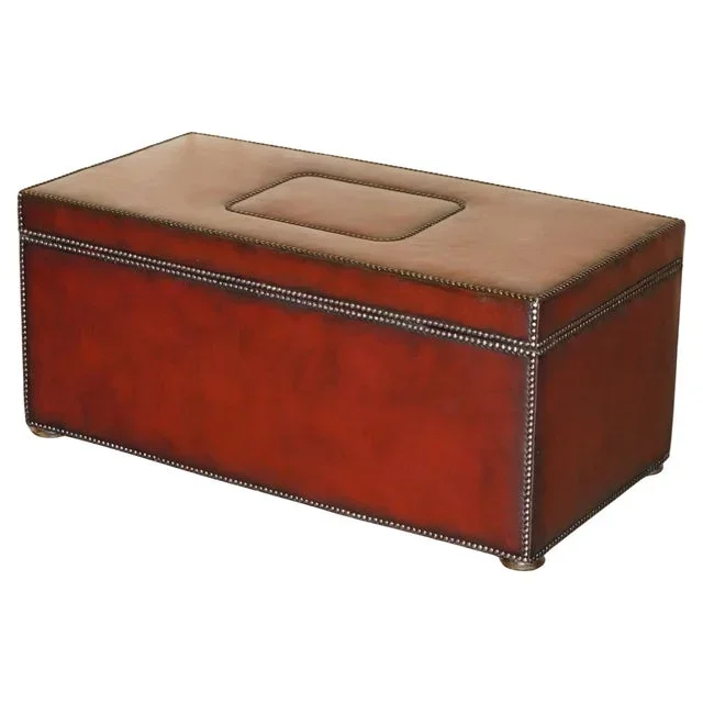 Vintage Bordeaux Leather Trunk, 1920s