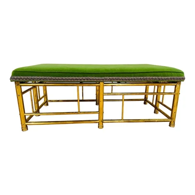 Vintage Brass Bench With New Upholstery