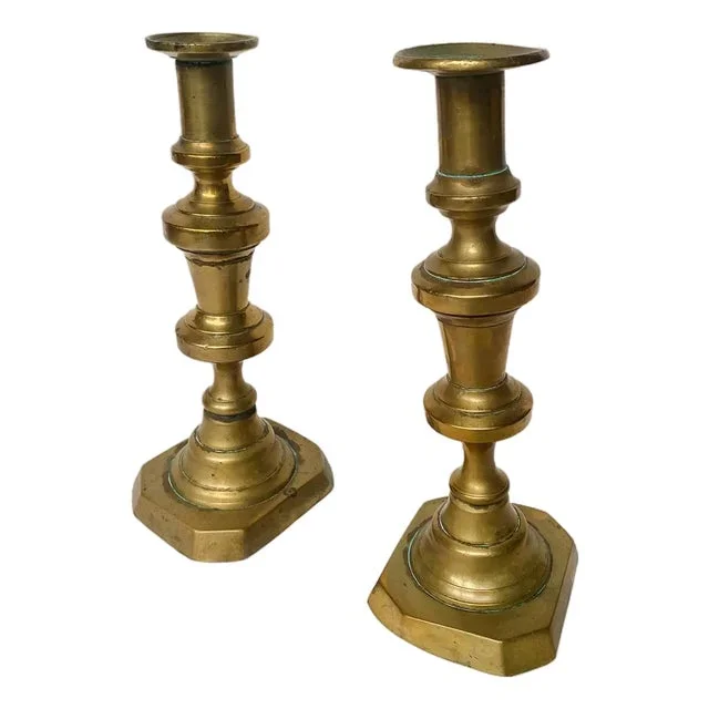 Vintage Brass Candlestick Holders – A Pair