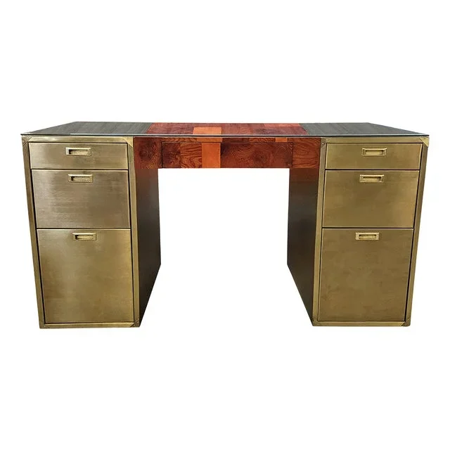 Vintage Brass Desk, 1980s