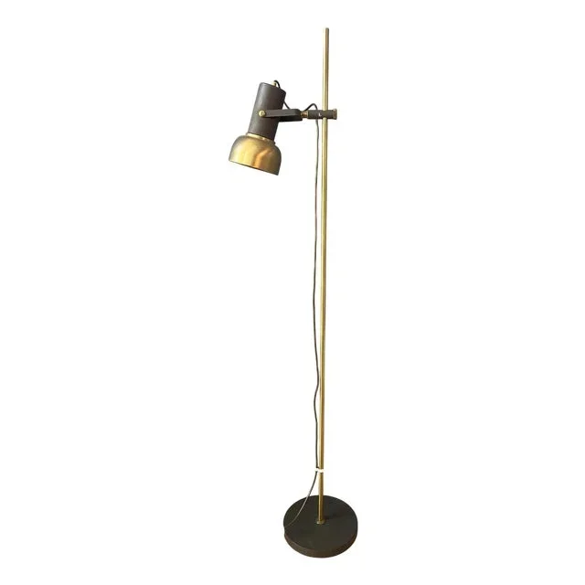 Vintage Brass Floor Lamp with Adjustable Spot