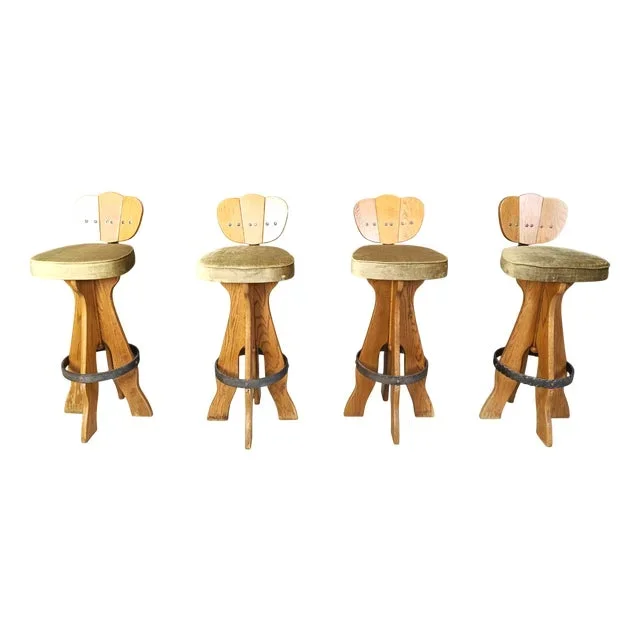 Vintage Brutalist Bar Stools, 1960s, Set of 4