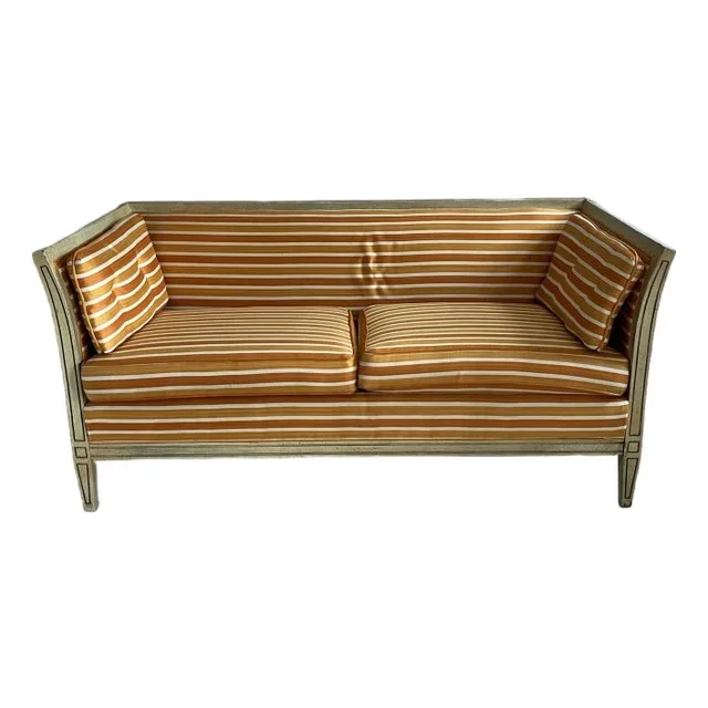 Vintage Caned Upholstered Small Square Sofa