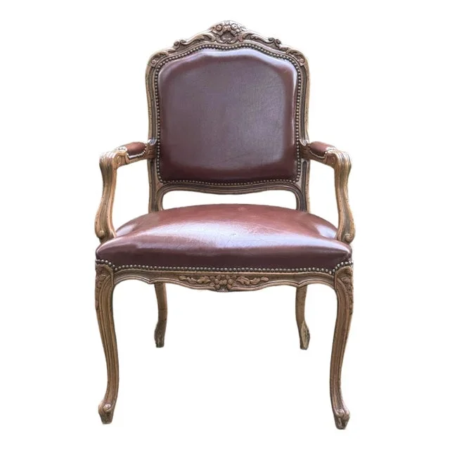 Vintage Carved French Fauteuil Armchair