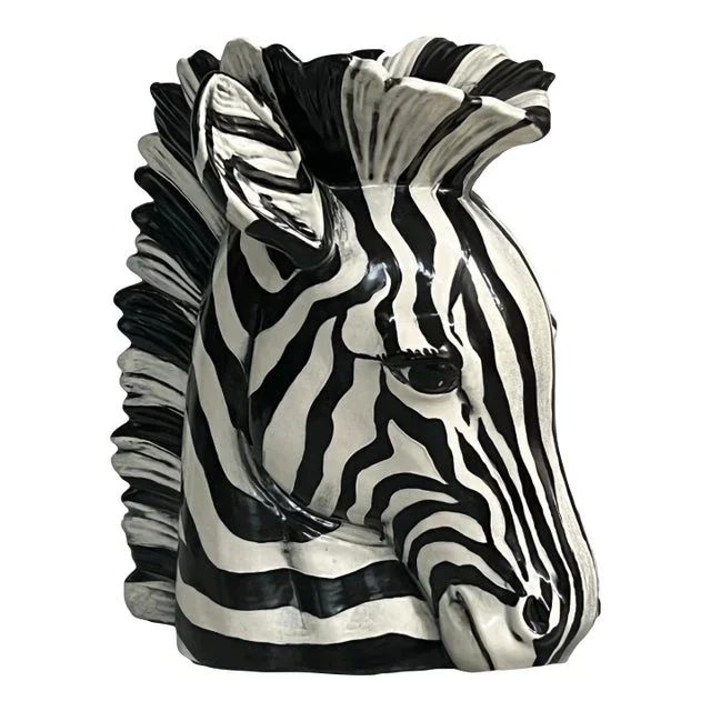 Vintage Ceramic Black and White Zebra Vase