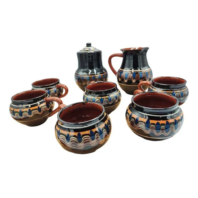 Vintage Ceramic Coffee Set, 1970s, Set of 8