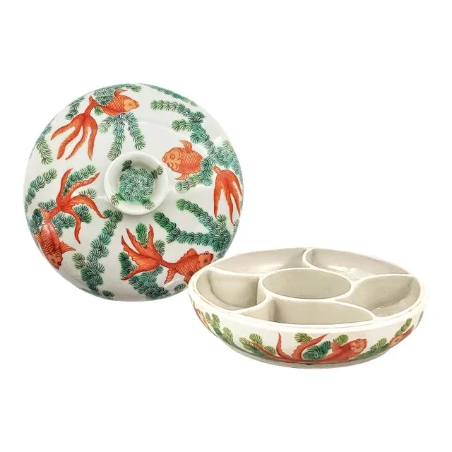 Vintage Chinese Porcelain Condiment Serving Dish