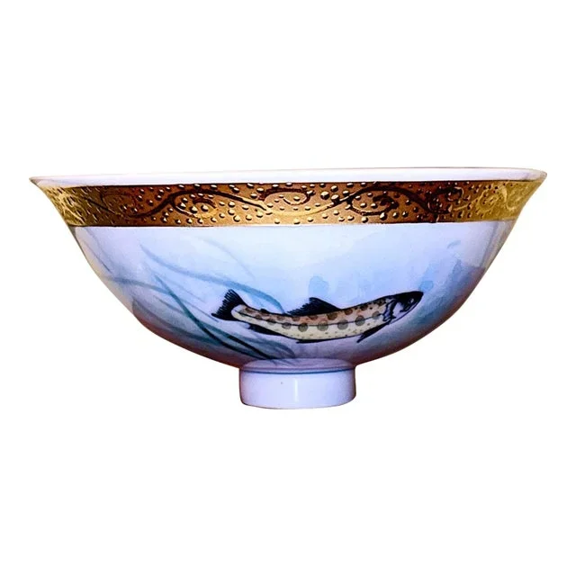 Vintage Chinese Rice Bowl in a Silk Lined Red Box