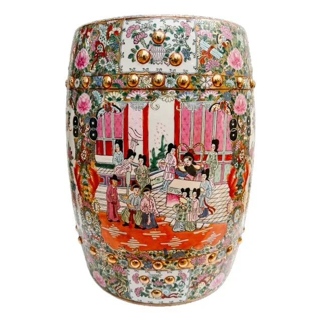 Vintage Chinese Rose Medallion Garden Stool