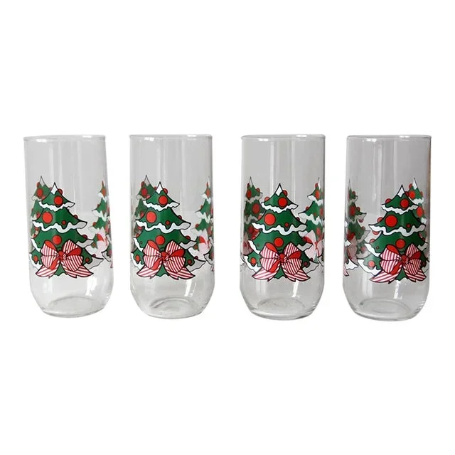 Vintage Christmas Drinking Glasses Set of 4