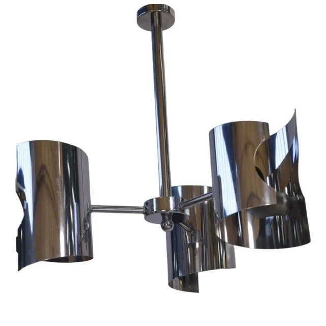Vintage Chrome Steel Pendant Light, 1970s