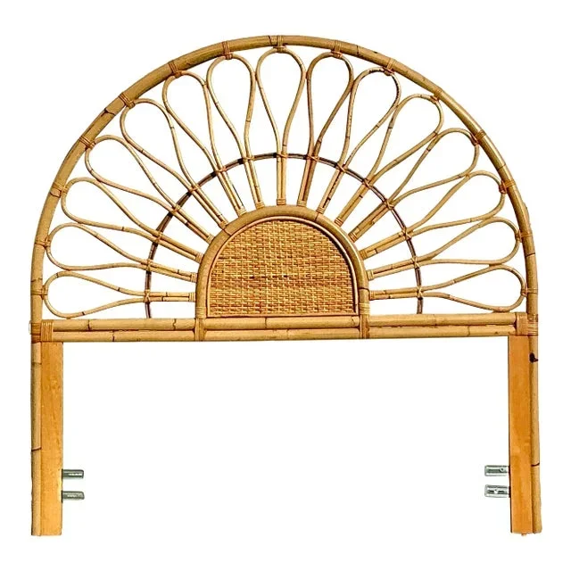 Vintage Coastal Bent Rattan Queen Headboard