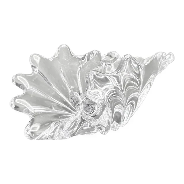 Vintage Cofrac Art Verrier France “Splash Wave” Freeform Crystal Art Glass Bowl