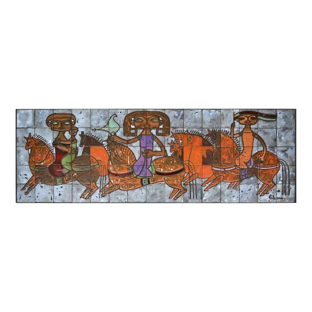 Vintage Decorative Tiled Panel From Vallauris
