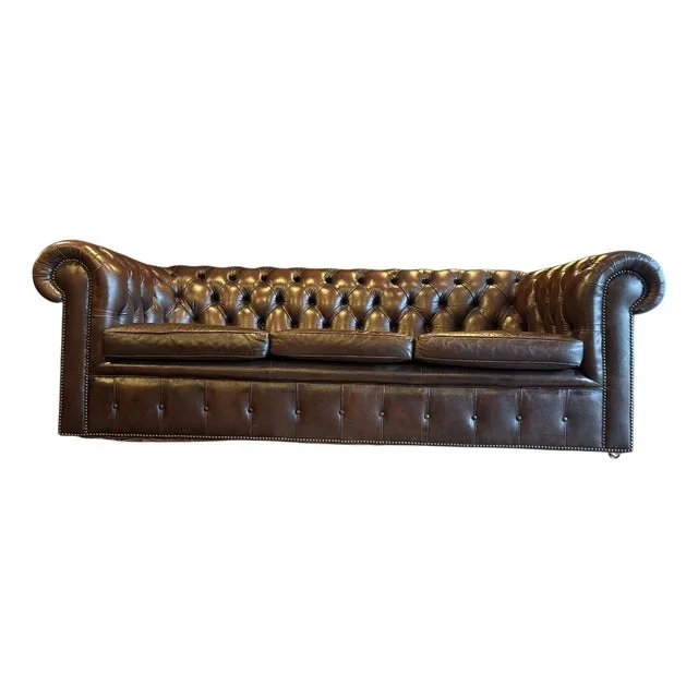 Vintage English Chesterfield Leather Sofa
