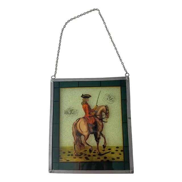Vintage Equesteian Stained Glass Suncatcher