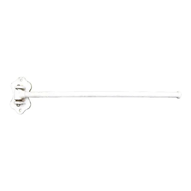 Vintage European 20 In. White Swing Single Arm Towel Rack