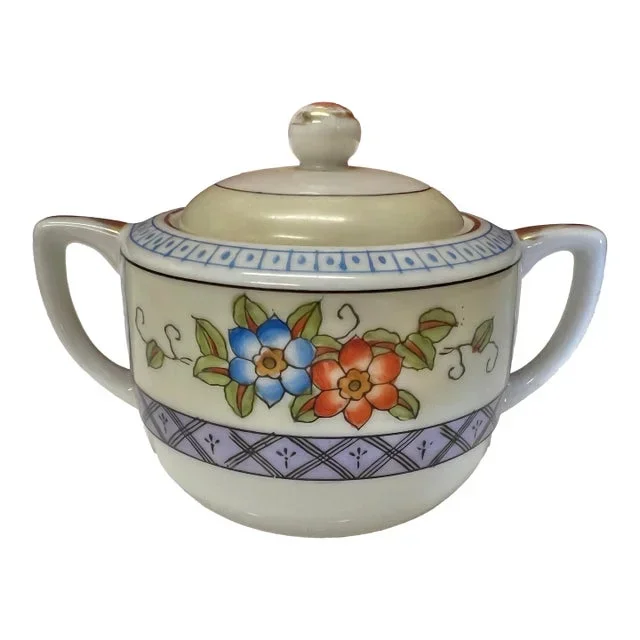 Vintage Floral Lidded Sugar Bowl