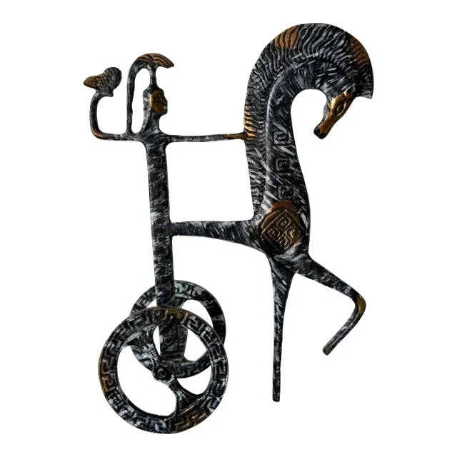 Vintage Frederic Weinberg Style Etruscan Horse Chariot Sculpture