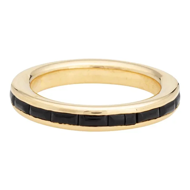Vintage French Black Onyx Eternity Stacking Band Ring Size 5