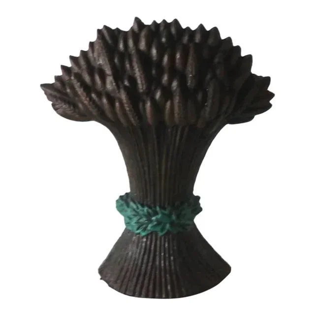 Vintage French Country Style Sheaf of Wheat Cast Iron Doorstop