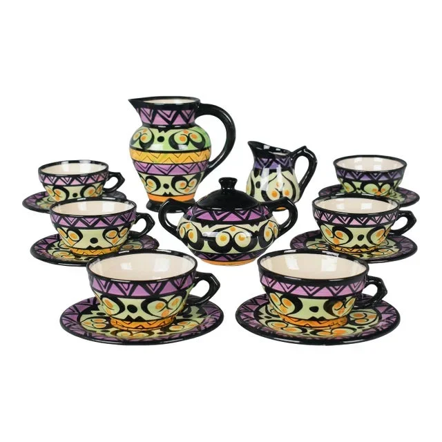 Vintage French St. Jean De Bretagne Ceramic Tea Set