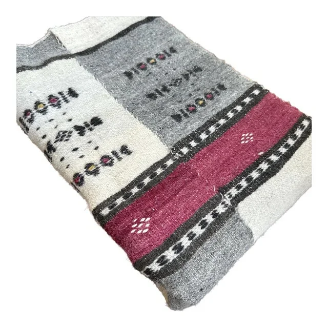 Vintage Fulani Wool Blanket Handwoven African Wedding Blanket 4.6ft X 7.5ft Malian Textile, Bedspread or Throw