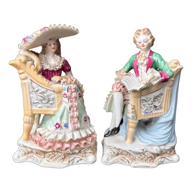 Vintage German Porcelain Figurines, Romantic Couple- a Pair
