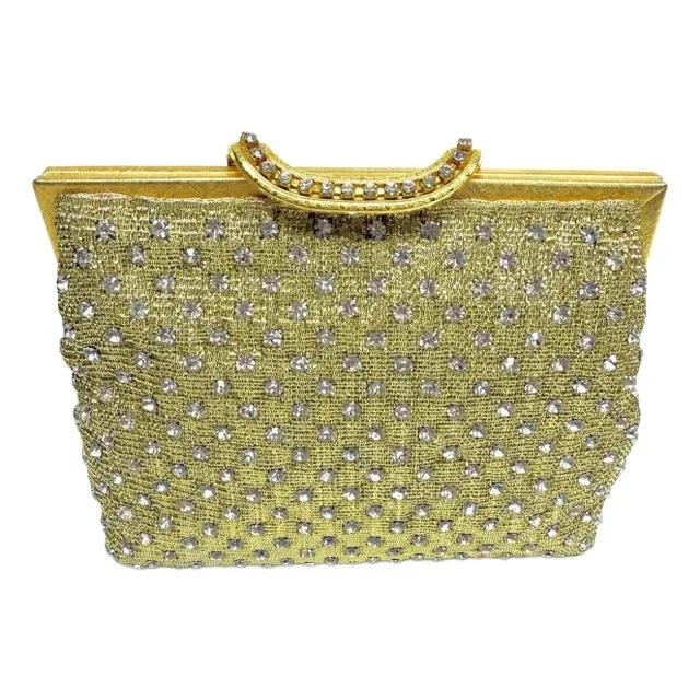 Vintage Gold Mesh Rhinestone Evening Purse by Walborg