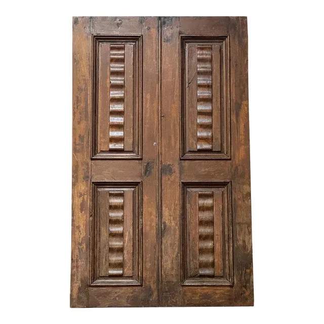 Vintage Hand Carved Teak Wood Shutter Repurposed Wall Art
