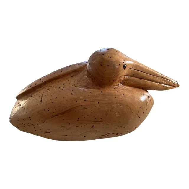 Vintage Hand-Carved Wood Pelican