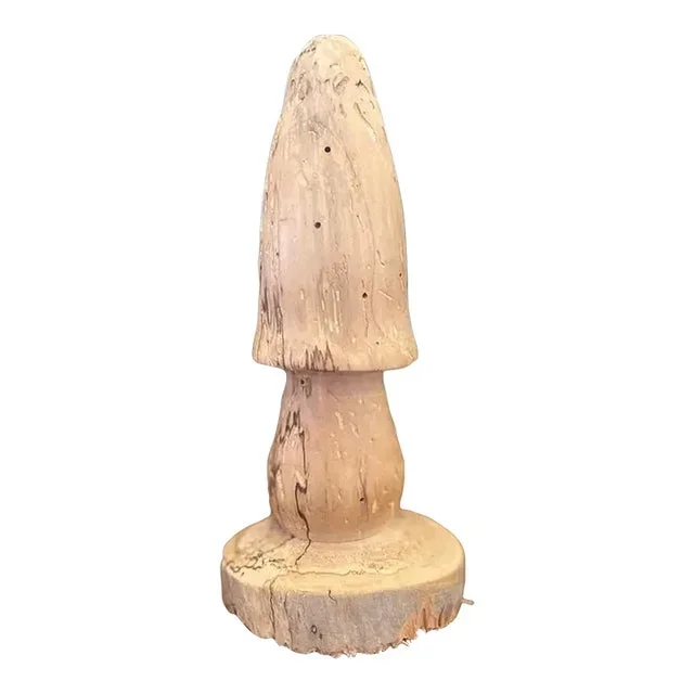 Vintage Hand Carved Wooden Mushroom