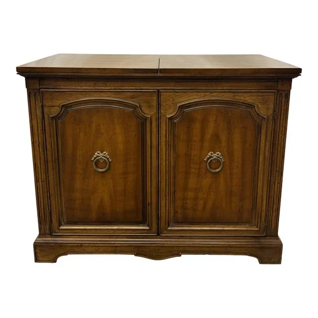Vintage Henredon Folio Six Regency Style Walnut Flip Top Server / Storage Cabinet