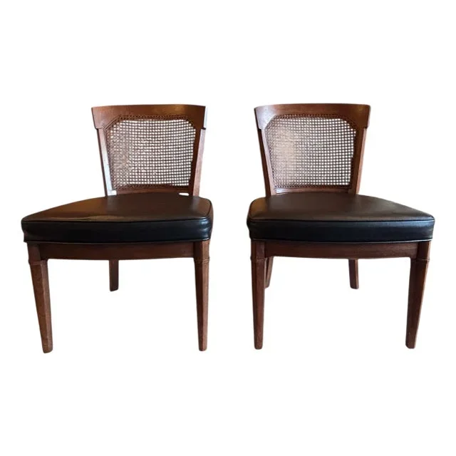Vintage Henredon Neoclassical Caned Back Side Chairs- Set of 2