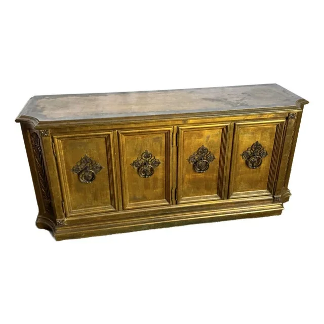 Vintage Hollywood Regency Pained Gold Credenza/Sideboard