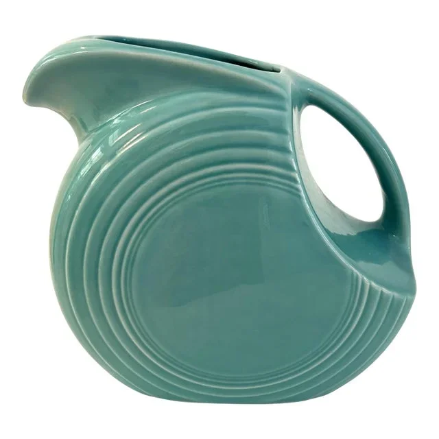 Vintage Homer Laughlin Fiestaware Turquoise Disc Pitcher