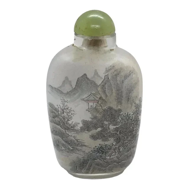 Vintage Inside Painted Snuff Bottle in Landscape Design