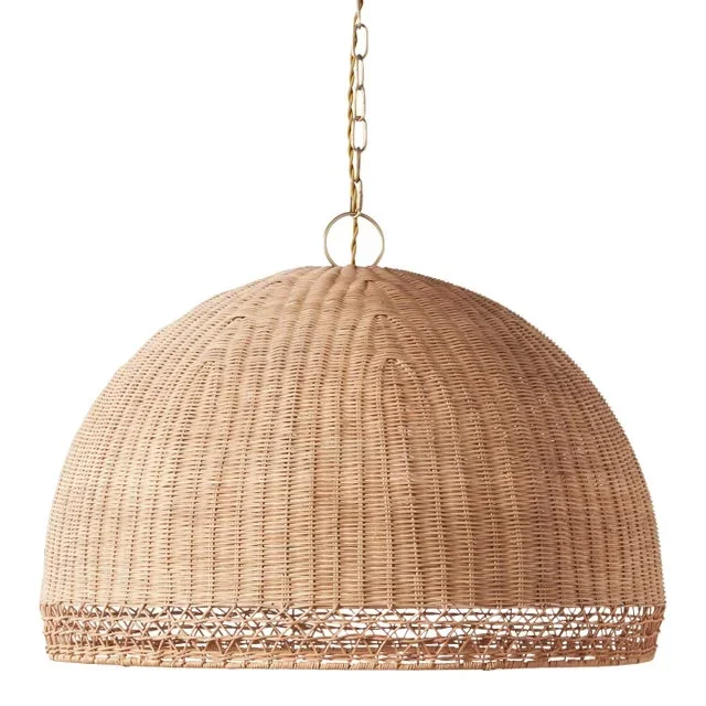 Vintage Inspired Augusta Pendant in Woven Rattan