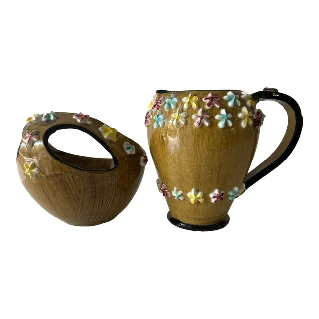 Vintage Italian Fratelli Fanciullacci Elbee Ceramic Creamer & Sugar