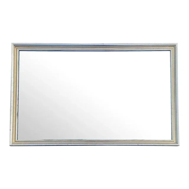 Vintage Italian Mid-Century Modern Silver & Gold Directoire Wall Mirror