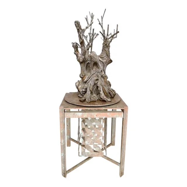 Vintage Italian Revolving Tree Decorative Object in Bronze and Iron, 1980s