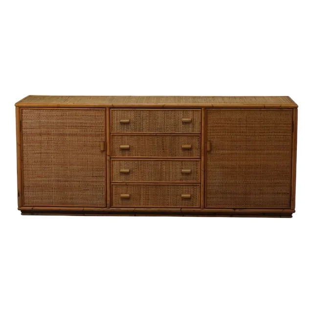 Vintage Italian Wicker Sideboard, 1970s