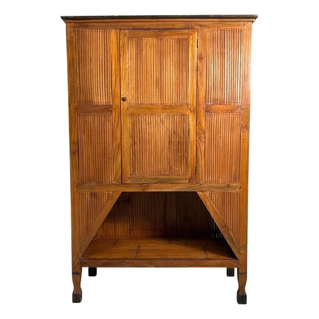 Vintage Japanese Minimalist Bamboo Cabinet, 1970s