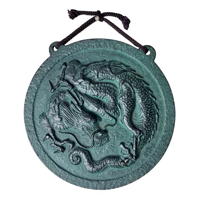 Vintage Japanese Nambu Ironware Wall Decoration with Dragon Motif, 1970s
